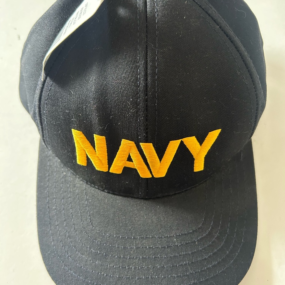 Legend Brand Black Cap with Yellow 'NAVY' Embroidery
